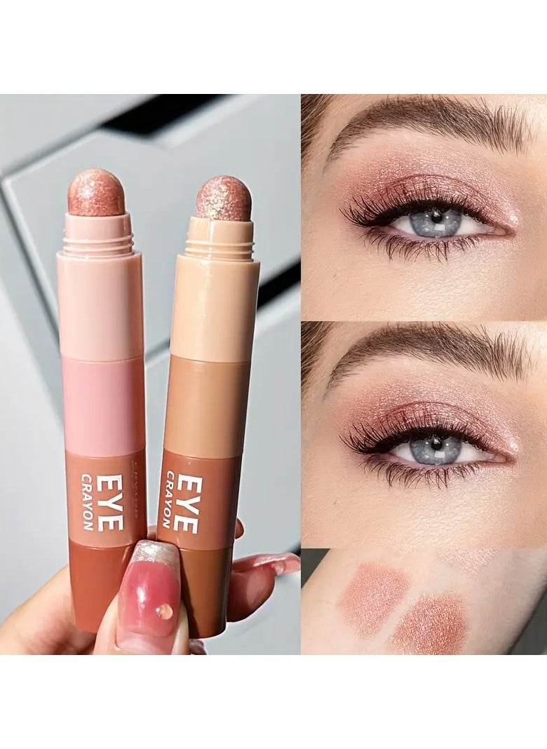 Crayon Eyeliner - HERORANGE 4 Colour Eye Shadow Pencil Lying Silkworm Highlight Earth Tones Pearlescent Matte Water Proof Lasting Fine Flash Four-color Lazy Eye Shadow Stick - Image 1
