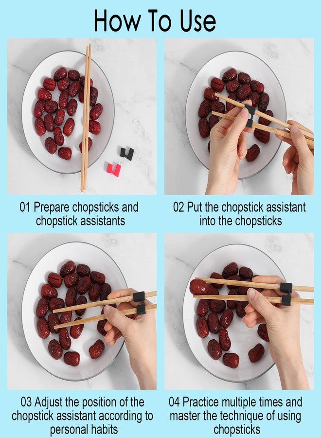 Quilax 10 PCS Chopstick Helper, Reusable Chopstick Trainer with Hinges, Training Chopsticks for Many Age Adult Beginner Trainers Learner Practice (Black, Red) - Image 4