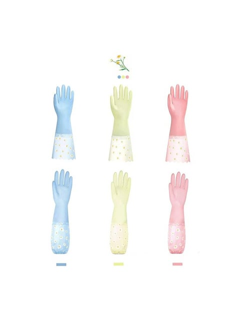 6 Pairs Dishwashing Cleaning Gloves, Reusable Rubber Gloves for Kitchen Gardening