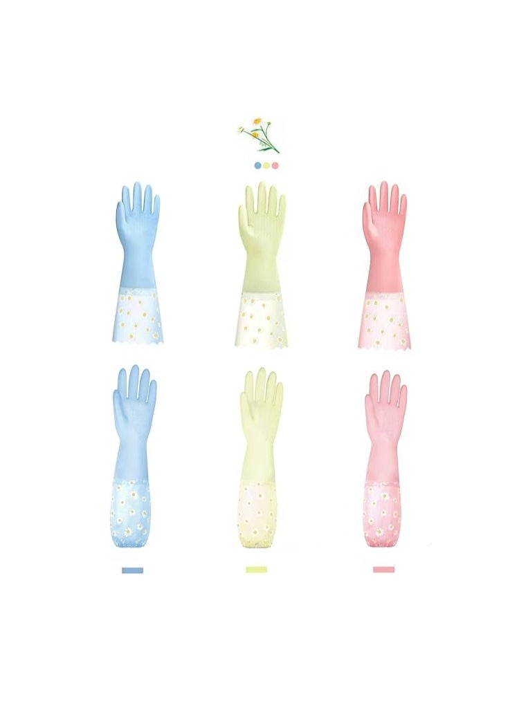 Oasisgalore 6 Pairs Dishwashing Cleaning Gloves, Reusable Rubber Gloves for Kitchen Gardening  - Image 1