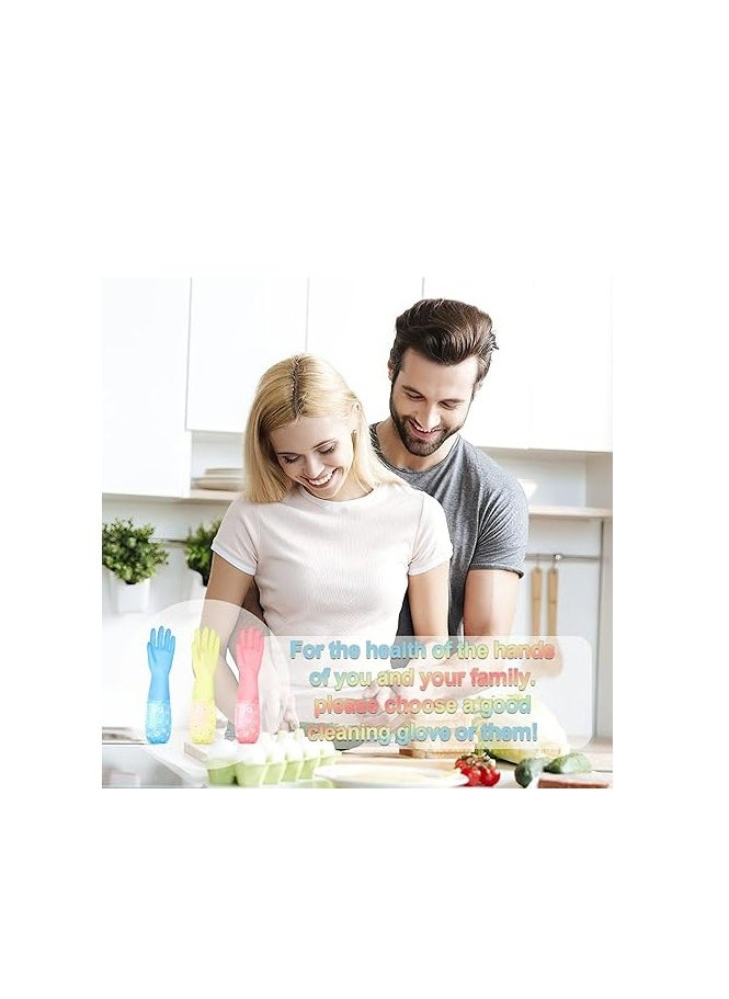 6 Pairs Dishwashing Cleaning Gloves, Reusable Rubber Gloves for Kitchen Gardening