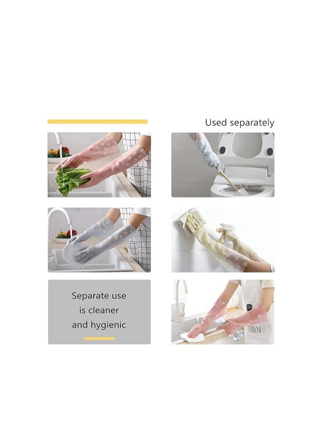 6 Pairs Dishwashing Cleaning Gloves, Reusable Rubber Gloves for Kitchen Gardening