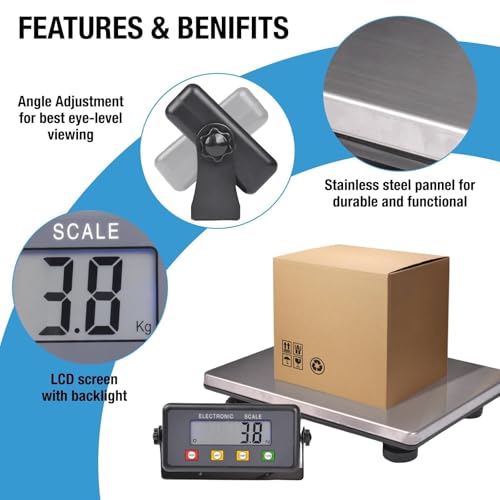 Surmount Way SurmountWay Large Shipping Scale, 440lb/0.2lb Digital Postal Scale with Tare/Count/Auto-Off Function, High Accurate Shipping Scale for Packages,Small Business,Luggage,Warehouse,Home (15.3"x11.8") - Image 5
