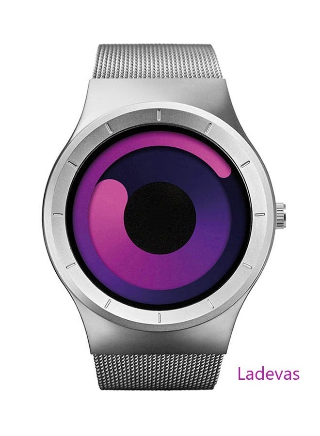 Ladevas Creative Swirl Color Dial Wristwatch – Silver Stainless Steel Case & Mesh Strap – Unique Artistic Watch for Casual & Formal Wear - Image 2