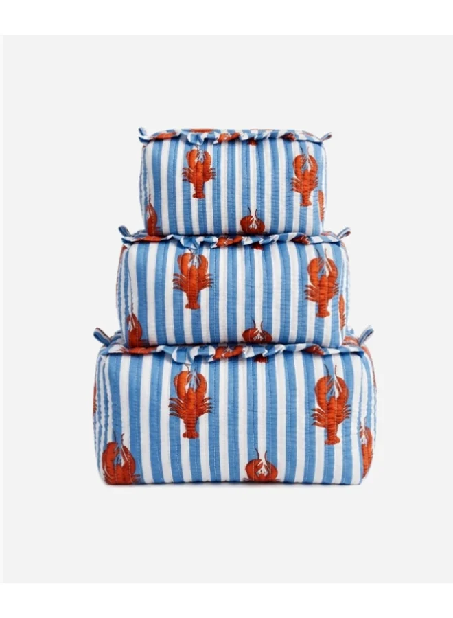 BU Towels BU Lobster Pouch, Set of three, Hand-printed, Designed for travel, pool days, and everyday use