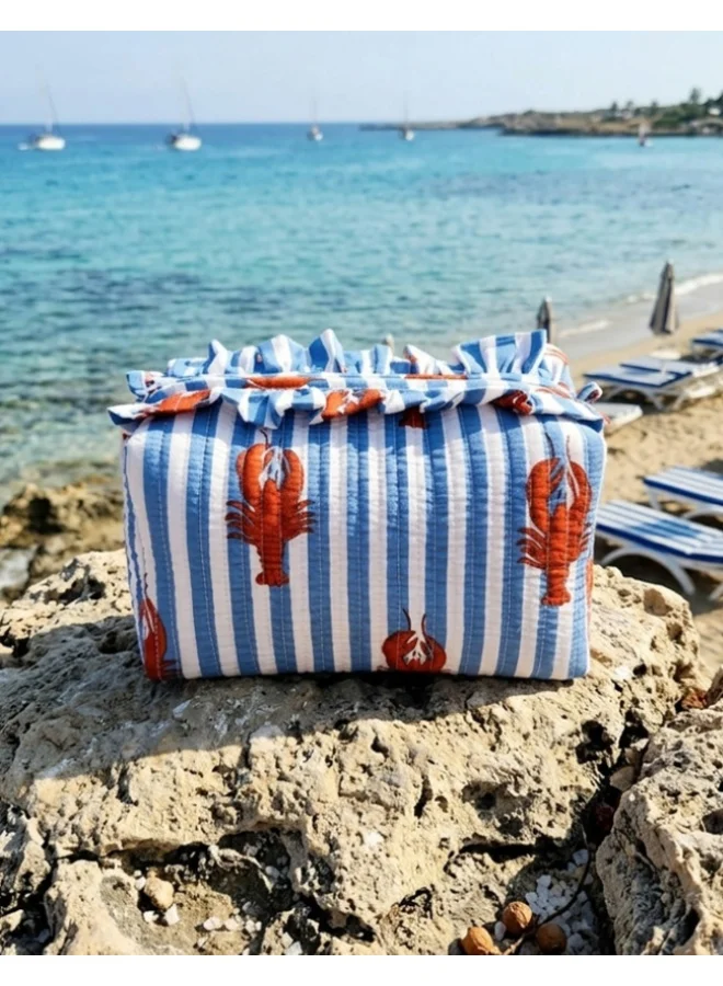 BU Towels BU Lobster Pouch, Set of three, Hand-printed, Designed for travel, pool days, and everyday use