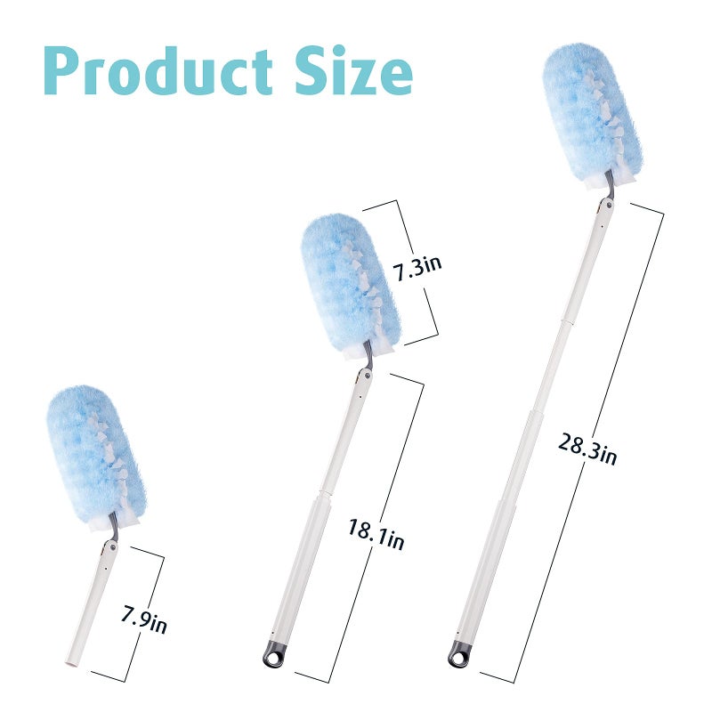 AIR U+ 30 Count Heavy Duty Duster Refills with 3 ft Extendable Handle Starter Kit, Compatible with Swiffer Disposable Microfiber Feather Dusters for Cleaning Home - Image 2