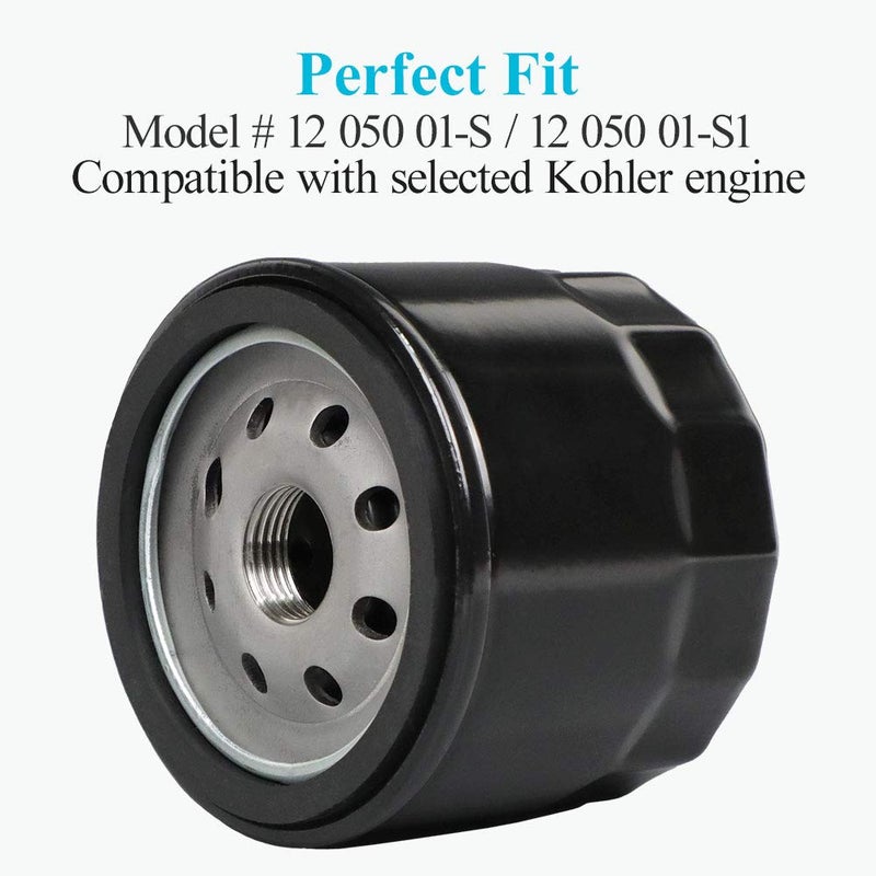 HOODELL 2 Pack 12 050 01-S Oil Filter for Kohler Engine Lawn Mower, Troy Bilt Bronco 12 050 01, Professional 1205001-S 12 050 01-S1 Oil Filter - Image 3