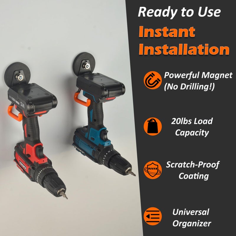 MUTUACTOR Updated Strong Magnetic Hooks Heavy Duty,20lbs Anti-Scratch Powerful Garage Magnet Hook,2PCS Anti-Slip Magnetic Tool Hooks for Organizing Cordless Impact Drivers Garden Shovel Tool Box - Image 4