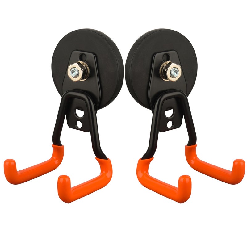 MUTUACTOR Updated Strong Magnetic Hooks Heavy Duty,20lbs Anti-Scratch Powerful Garage Magnet Hook,2PCS Anti-Slip Magnetic Tool Hooks for Organizing Cordless Impact Drivers Garden Shovel Tool Box - Image 1