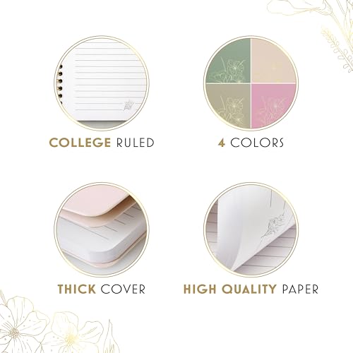 Alitte Aesthetic Spiral Notebook Set of 4 - Cute Notebook/Journal for Women - 100 Pages, Large Inner Pocket - College Ruled 8x6 - Lined Journal Notebooks for Work, Office, School - Image 2