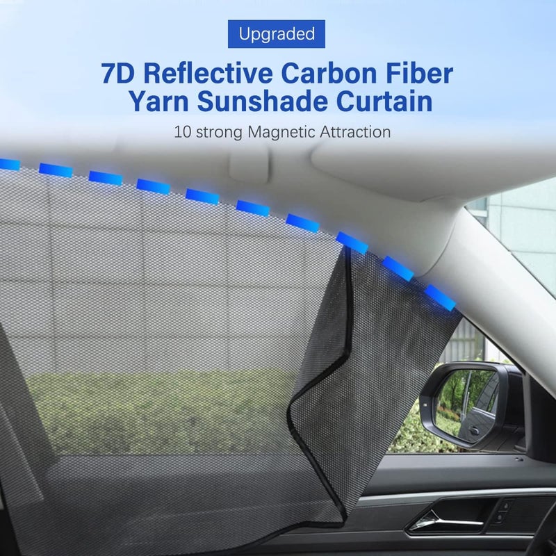 NALANDA 2 packs Magnetic Car Side Window Sunshade With Reflective Mesh for Baby Pet Blocks Sunlight and Protect Car Interior Temperature Curtain Keeps Your Car Cooler Privacy Protection (Rear Seat) - Image 2
