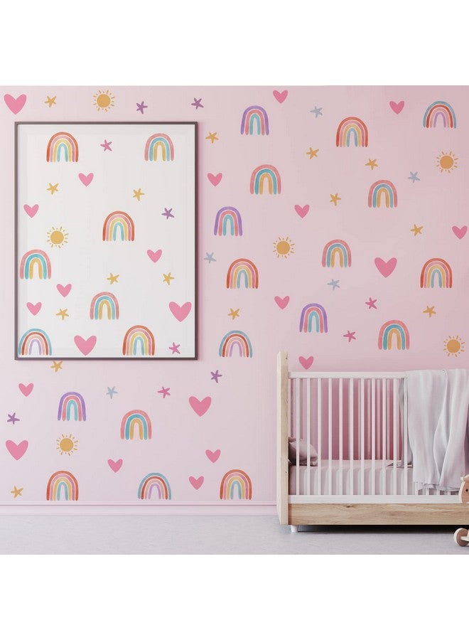 Epakh Boho Rainbow Wall Decor Stickers Small Rainbow Wall Decal Watercolor Rainbow Heart Sun Star Wall Stickers For Girls Boys Baby Bedroom Nursery Wall Decor (Classic Style) - Image 3