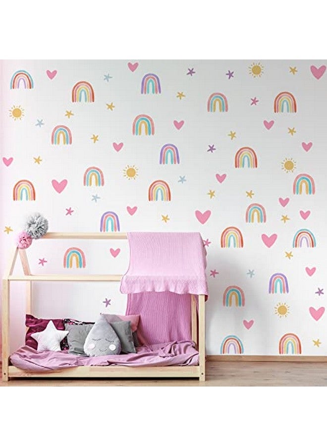 Epakh Boho Rainbow Wall Decor Stickers Small Rainbow Wall Decal Watercolor Rainbow Heart Sun Star Wall Stickers For Girls Boys Baby Bedroom Nursery Wall Decor (Classic Style) - Image 1