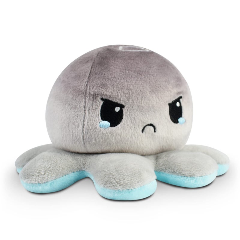 TeeTurtle Reversible Octopus Plushie 4-Inch Snowflake + Cloud Two-Sided Flip Plush Toy with Embroidered Details - Cute Mini Collectible Plush for Kids, Teens, and Adults