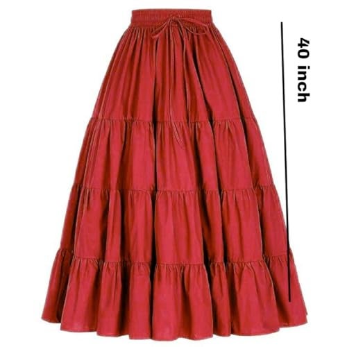 JANAK Girl Crepe Fabric Long Frill Skirt 584 (Red) Free Size - Image 2