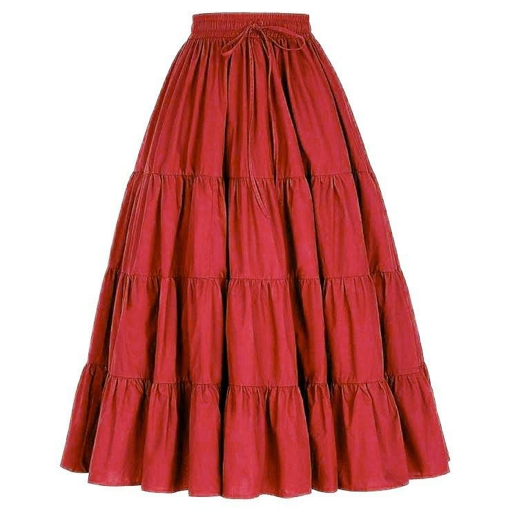 JANAK Girl Crepe Fabric Long Frill Skirt 584 (Red) Free Size - Image 5