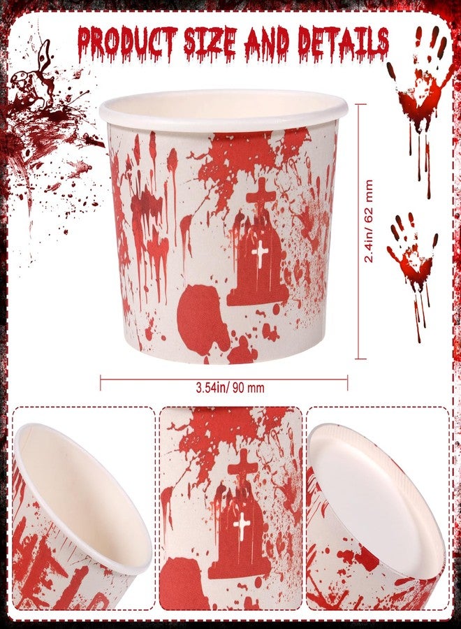 HOWAF 24pcs Halloween Bloody Treat Snack Cups, Bloody-Handprint-Footprint Paper Cup Dessert Ice Cream Bowls for Halloween Party Spooky Eve Night Supplies, Scary Zombie Vampire Ice Cream Cups - Image 2