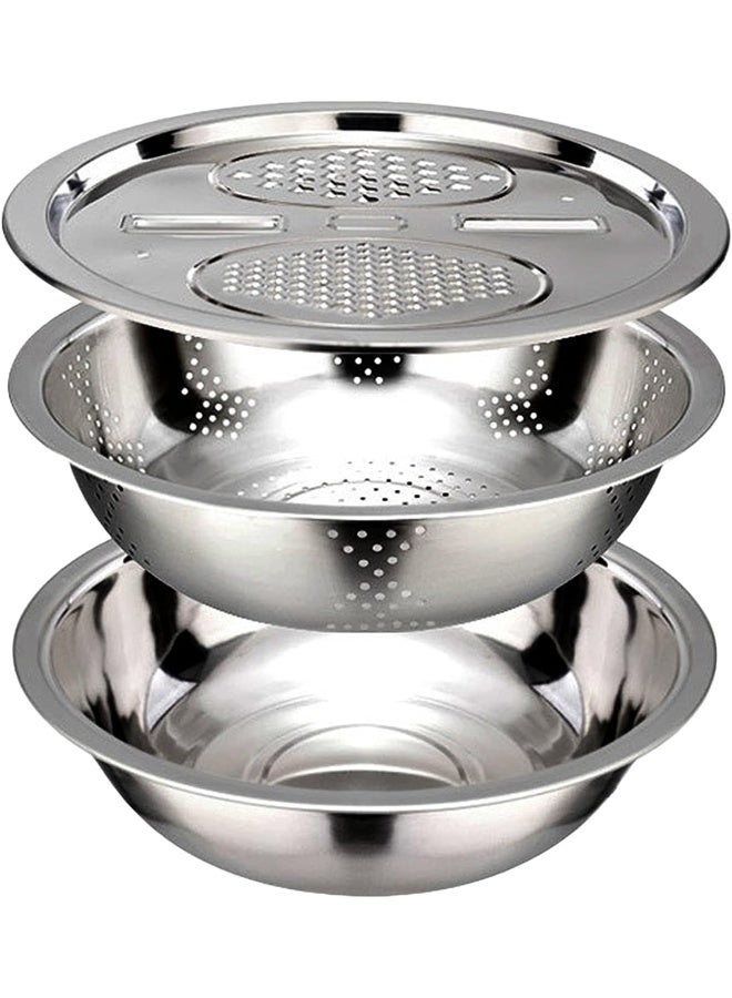 YueStar 3 In 1 Vegetable Cutter Drain Basket Salad Maker Bowl Stainless Steel Kitchen Multifunction Grater Slicer Bowl Vegetable Chopper Colander  - Image 1
