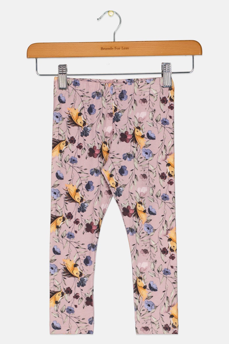 NAME IT Toddlers Girl Floral Pattern Pull On Leggings, Multicolor - Image 1