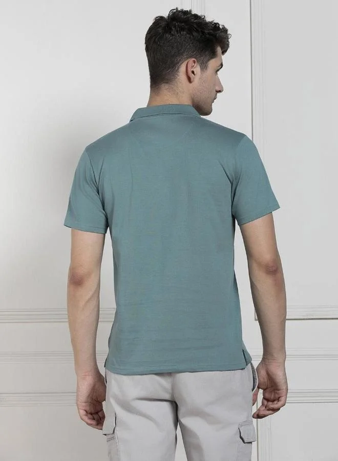 Dennis Lingo Men Green Cotton Regular Fit Polo Shirt