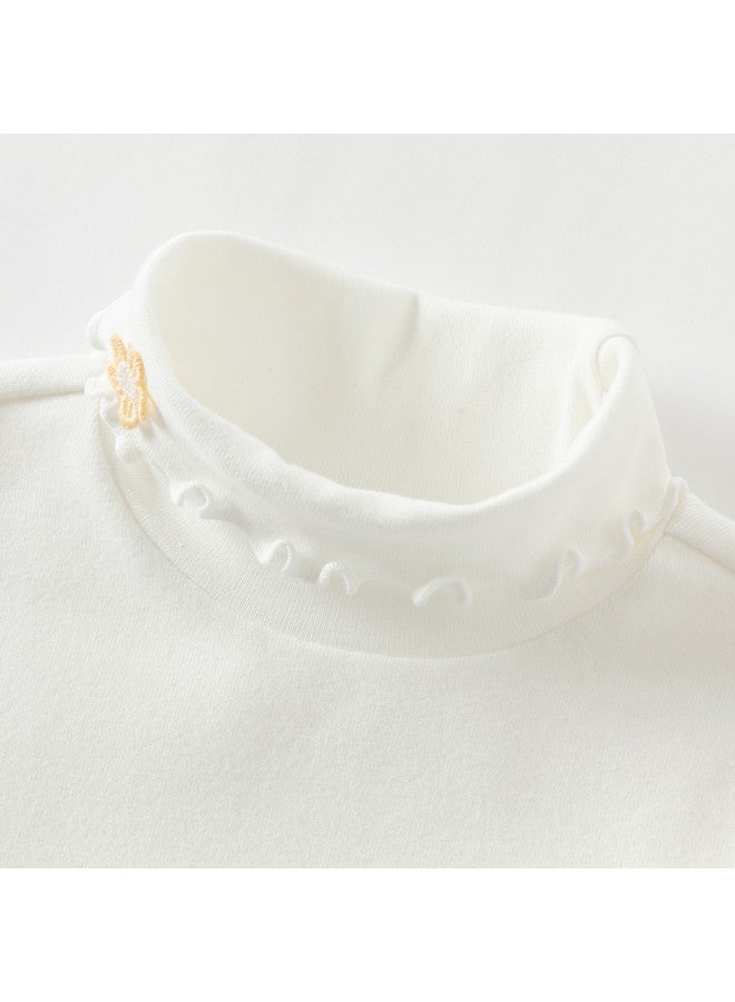 Mall Same Style Kids' Long Sleeve T-shirt, Girls' High Neck Lace Trim Top For Spring/autumn Layering - Image 5