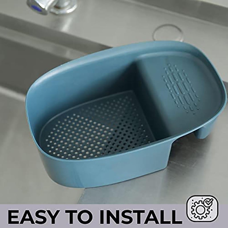 Kuber Industries Kitchen Organizer with Soap Holder|Premium PP|Durable & Sturdy|Multipurpose Bathroom Shelf|Smart Drainage Holes|TM21001|Pack of 3|Blue - Image 3