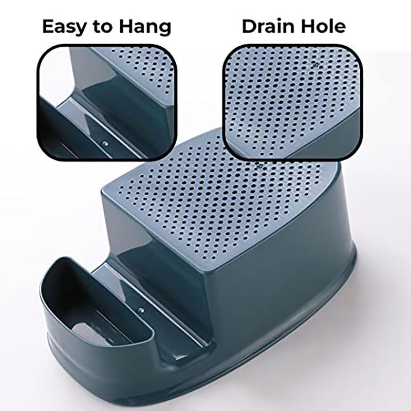 Kuber Industries Kitchen Organizer with Soap Holder|Premium PP|Durable & Sturdy|Multipurpose Bathroom Shelf|Smart Drainage Holes|TM21001|Pack of 3|Blue - Image 4