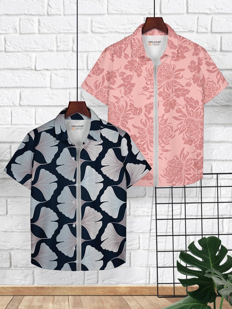HELLCAT Navy Blue, Pink Trendy Regular Fit Printed Causal Shirt for Boys - Pack of 2_Navy Blue/Pink_3-4 Years - Image 2