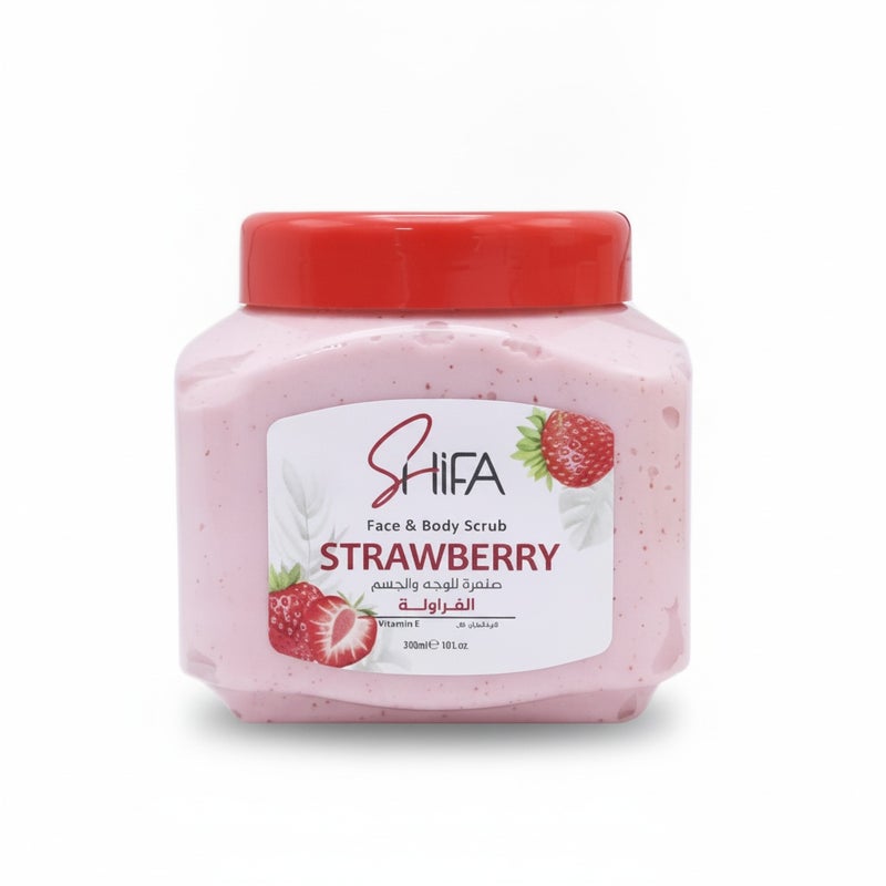 Shifa - مقشر الفراولة للوجه والجسم بفيتامين E 300 مل