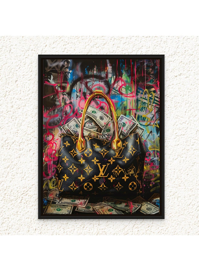 Art Decor Framed Canvas Wall Art of Famous Brand Bag Pop Art Portrait Designer Bag Art Print Wall Decor for Home Office Living Room Bedroom and Gifting - Image 1