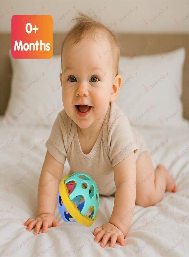Innovitoy 2 Pcs Biggie Ball Baby Rattle Set | Non-Toxic Premium Safe Toys for Newborns 0-12 Months | Soft Sound, Bright Colors | Baby Shower Gift - Image 5