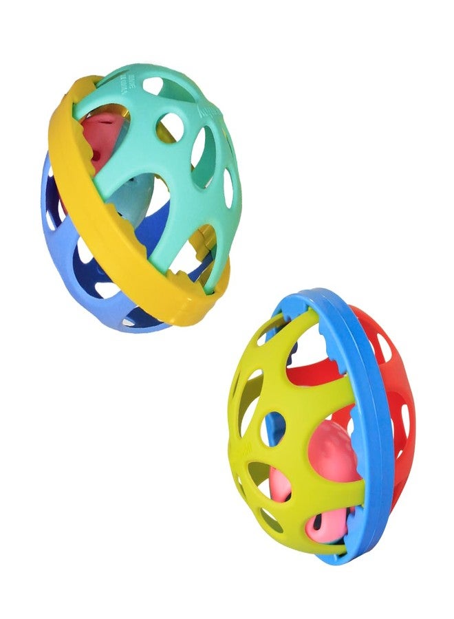 Innovitoy 2 Pcs Biggie Ball Baby Rattle Set | Non-Toxic Premium Safe Toys for Newborns 0-12 Months | Soft Sound, Bright Colors | Baby Shower Gift - Image 1