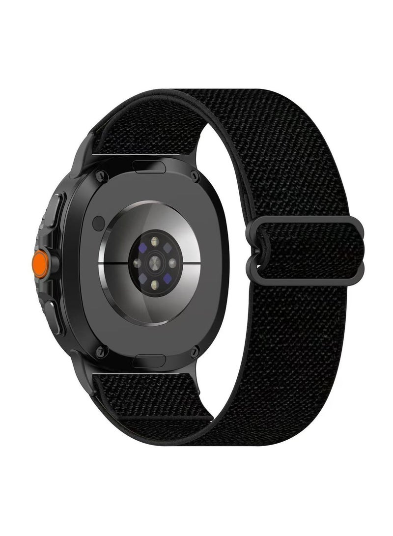 Samsung Galaxy Watch 8 Classic Stretch Nylon Strap, Samsung Galaxy Watch 8 Classic Stretch Canvas Strap for Men Black. - Image 1