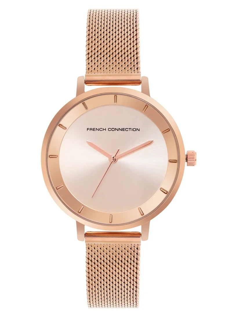 French Connection Women's Analog Watch With Rose Gold Stainless Steel Bracelet 36 mm FCN00016B