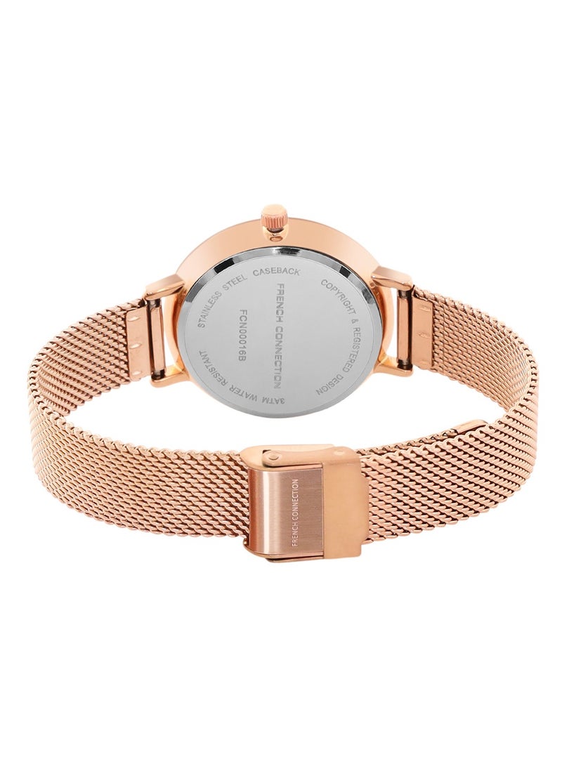 French Connection Women's Analog Watch With Rose Gold Stainless Steel Bracelet 36 mm FCN00016B - Image 4