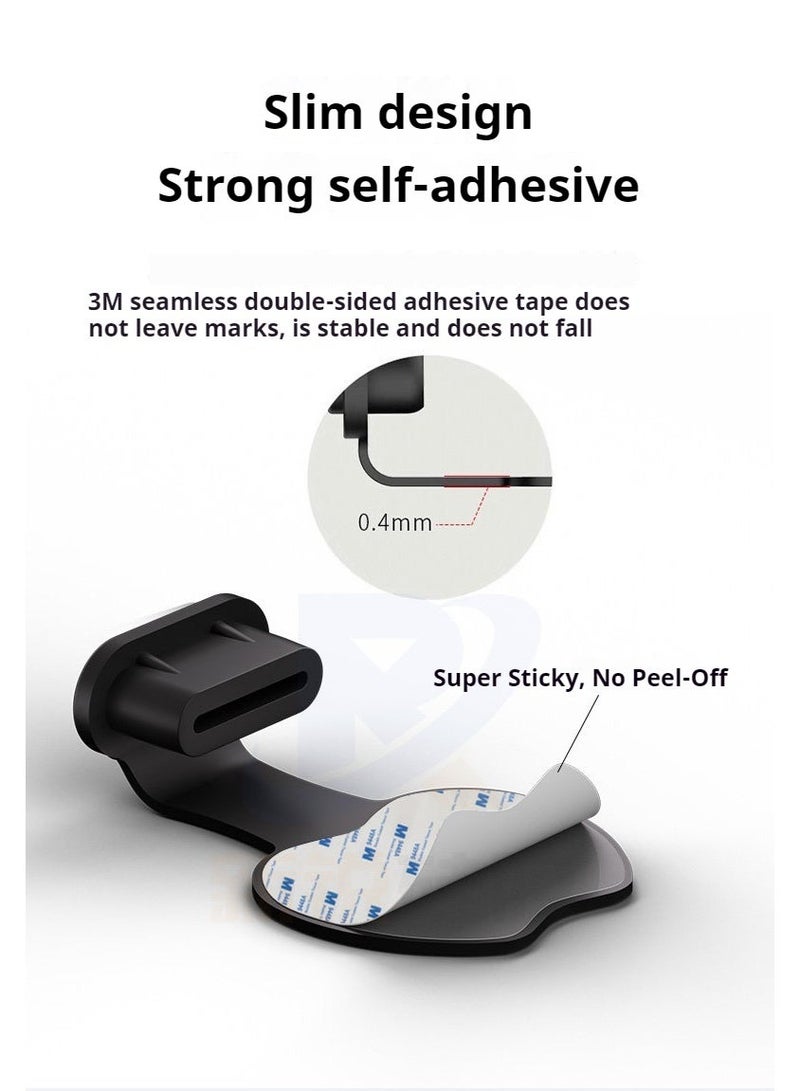6 قطع سدادات غبار رقيقة جدًا من نوع سي – بتصميم مضاد للضياع وبشريط لاصق 3M، مناسبة لجميع هواتف وأجهزة لوحية من نوع سي (أسود) - Image 4