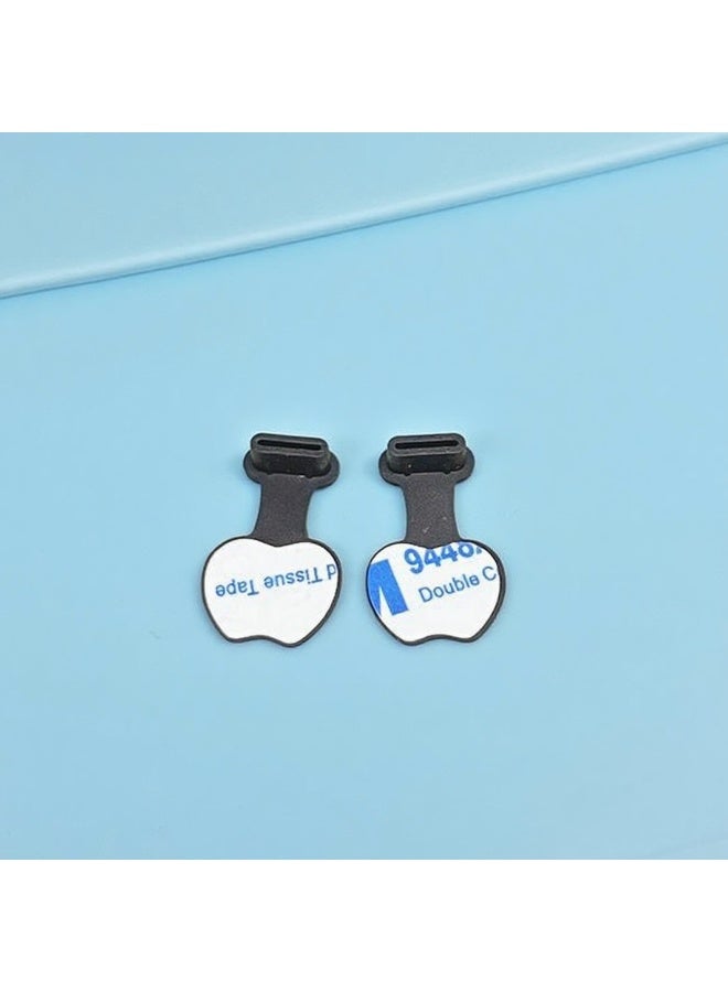 6 قطع سدادات غبار رقيقة جدًا من نوع سي – بتصميم مضاد للضياع وبشريط لاصق 3M، مناسبة لجميع هواتف وأجهزة لوحية من نوع سي (أسود) - Image 2