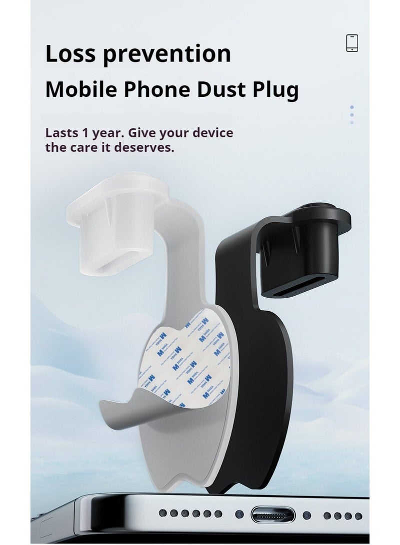 6 قطع سدادات غبار رقيقة جدًا من نوع سي – بتصميم مضاد للضياع وبشريط لاصق 3M، مناسبة لجميع هواتف وأجهزة لوحية من نوع سي (أسود) - Image 3