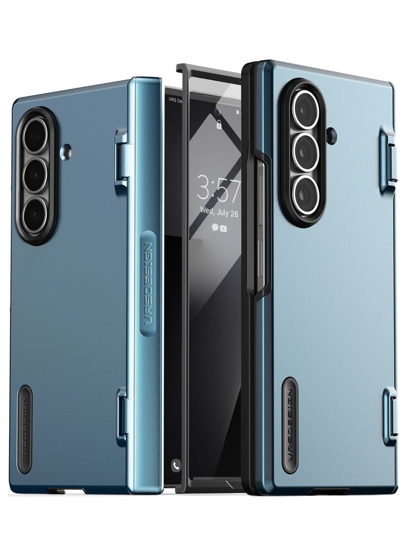 VRS Design غطاء حماية تيرا غارد مودرن 360 لجهاز سامسونج جالاكسي زد فولد 7 (2025) مع [حماية شاشة مدمجة] وحماية المفصل - أزرق جليدي