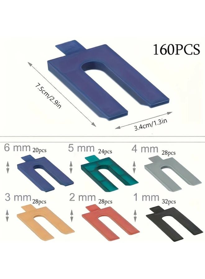 160 Packs Plastic Tile Leveling System Spacers U Shaped Blocks Multiple Sizes Alignment - Image 1
