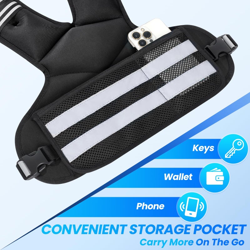 IOKI Adjustable Weighted Vest, 4-11lb Rucking Vest for Women and Men with Large Storage Pocket and Reflective Stripe for Cardio, Strength Training - Image 5