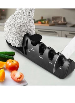 AROAQ Knife Sharpener, Adjustable Manual 4 Stages Scissors Sharpening Stone, Quick And Safe Knife Angle Sharpener Tool, Anti Slip Easy To Use Kitchen Knives Grinder For All Types Of Knives, (White)  - Image 4