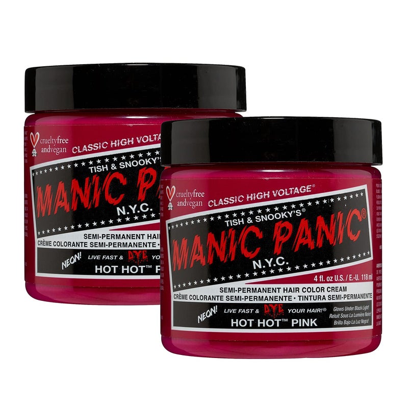 MANIC PANIC Classic Hot Hot Pink Semi Permanent Hair Color  Neon Pink Hair Dye for Women  Men That Lasts 46 Weeks  Vegan Ammonia  CrueltyFree  Create  Mix Custom Shades 4oz  2pk