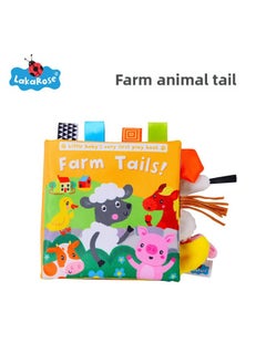 Generic LakaRose Animal Tail Cloth Book Enlightenment Early Education Cloth Book 0-1 Year Old Baby Toy Baby Ring Paper Cloth Book-Color:Farm Animal Tail Cloth Book  - Image 1