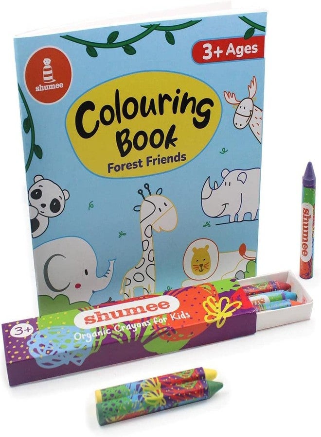 shumee Colouring Book & Organic Crayon Kit- Forest Themed (3 Years+) | 20 Pages & 6 Crayons | Organic & Natural Colours | Skill Building Art & Craft DIY Set For Kids To Create A Colourful Carnival - Image 1