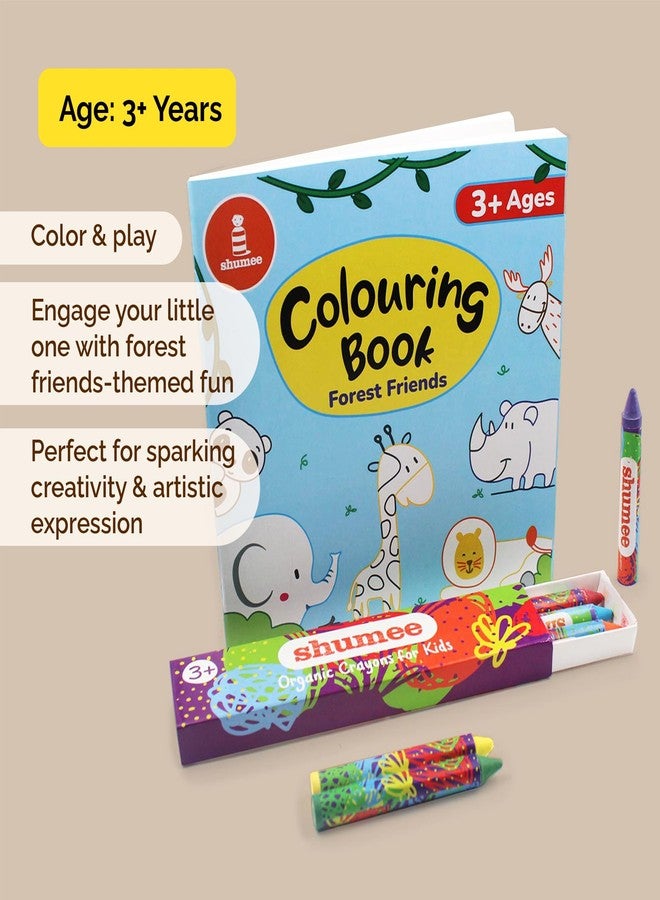 shumee Colouring Book & Organic Crayon Kit- Forest Themed (3 Years+) | 20 Pages & 6 Crayons | Organic & Natural Colours | Skill Building Art & Craft DIY Set For Kids To Create A Colourful Carnival - Image 5