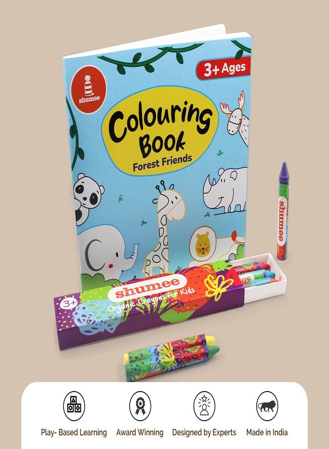 shumee Colouring Book & Organic Crayon Kit- Forest Themed (3 Years+) | 20 Pages & 6 Crayons | Organic & Natural Colours | Skill Building Art & Craft DIY Set For Kids To Create A Colourful Carnival - Image 4