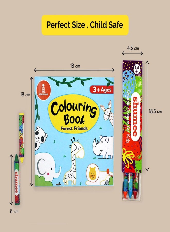 shumee Colouring Book & Organic Crayon Kit- Forest Themed (3 Years+) | 20 Pages & 6 Crayons | Organic & Natural Colours | Skill Building Art & Craft DIY Set For Kids To Create A Colourful Carnival - Image 2