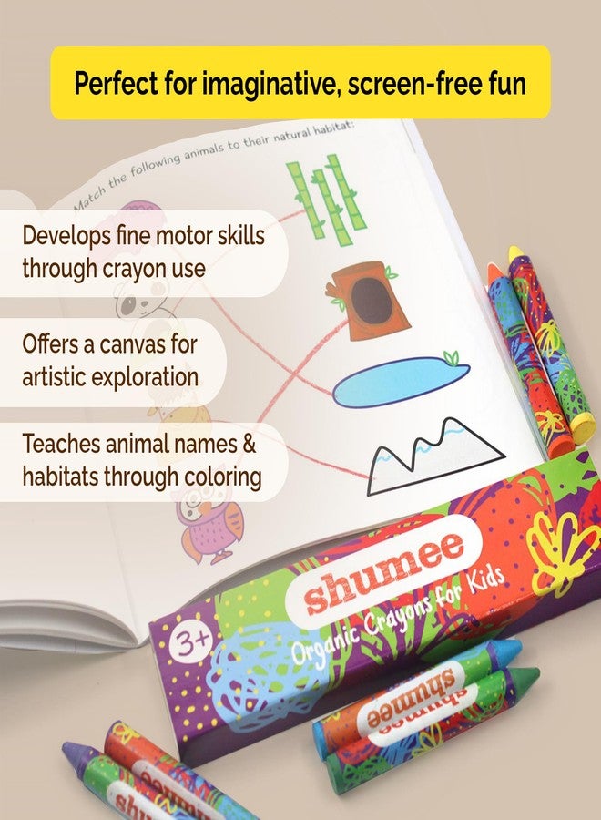 shumee Colouring Book & Organic Crayon Kit- Forest Themed (3 Years+) | 20 Pages & 6 Crayons | Organic & Natural Colours | Skill Building Art & Craft DIY Set For Kids To Create A Colourful Carnival - Image 3
